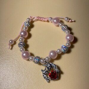 Adjustable Pink & Pearl Unicorn Charm Bracelet